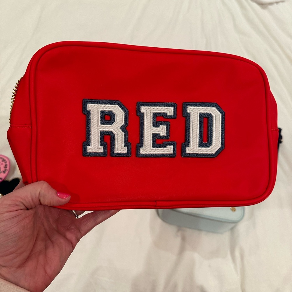 Stoney Clover Lane Coke Red Insulated Pouch w/ denim letters RED sewn on by SCL